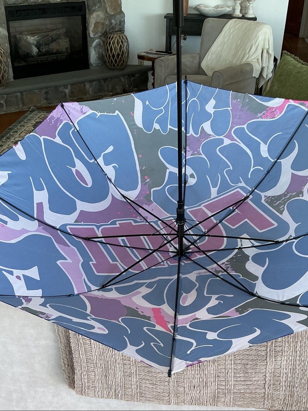 Patterned Folded Umbrella in Blue, Purple & White by fumi - Picture 3 of 5